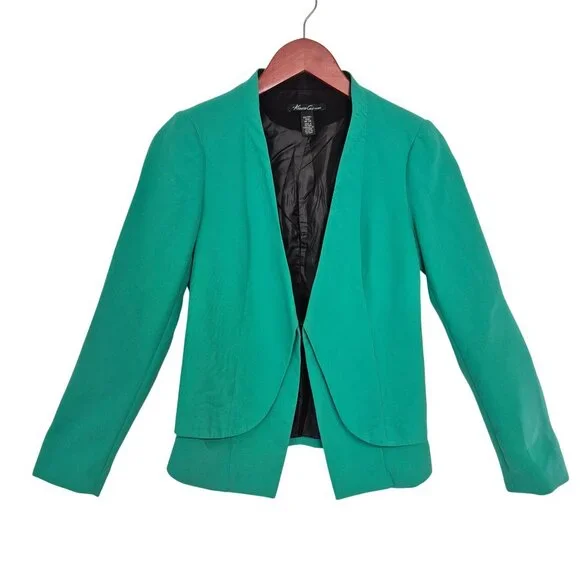 Kenneth Cole Womens XS Green Open Front Blazer With Asymmetric Hem - Picture 1 of 7